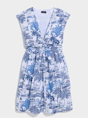 Blue Palm Print Twist-Front Women’s Dress Tasha Twist